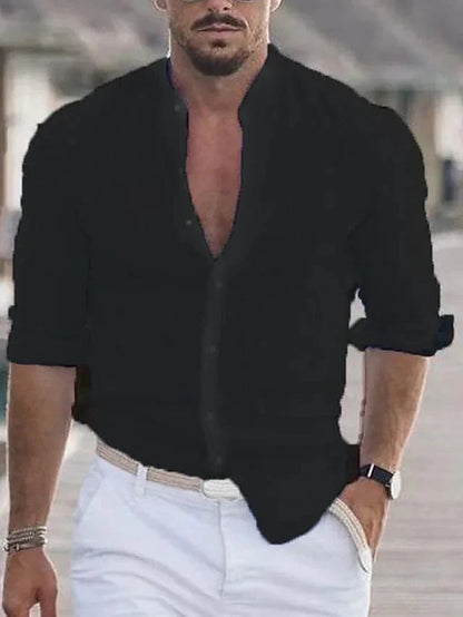 Yvan Men's Shirt with Open Collar and Button Placket for Casual Summer Style 5